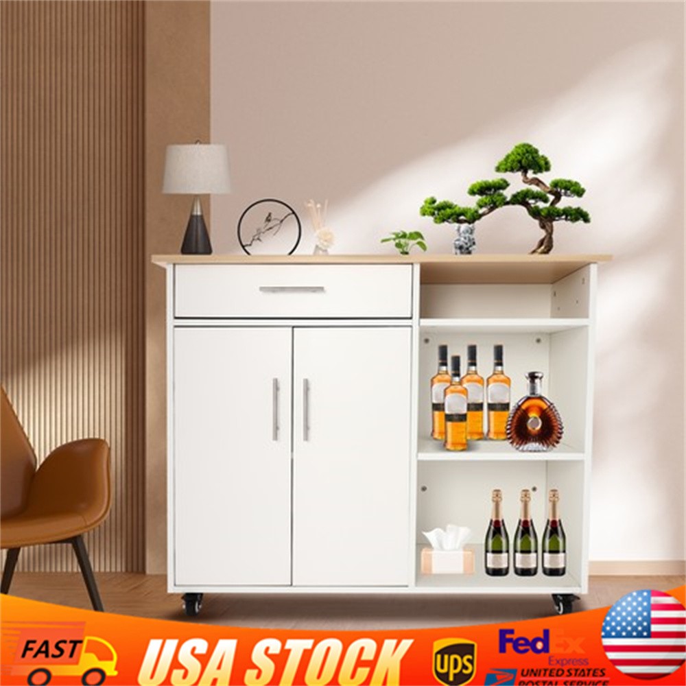 Kitchen Island Cart Rolling Trolley Cart With Drawer Cart Side Table White