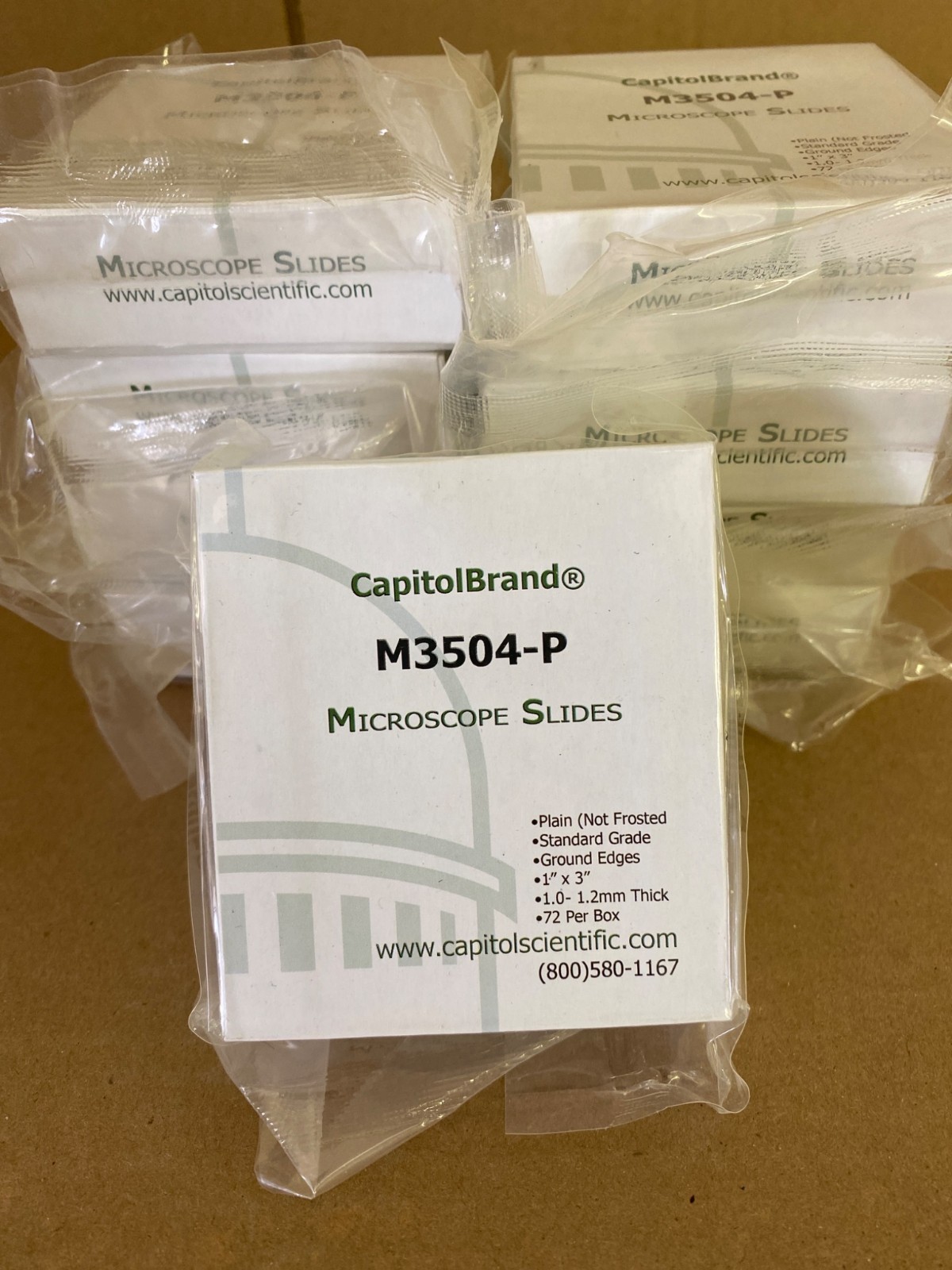 CapitolBrand M3504-P Microscope Slides 1x3 Plain Ground Edges 72/Box NEW