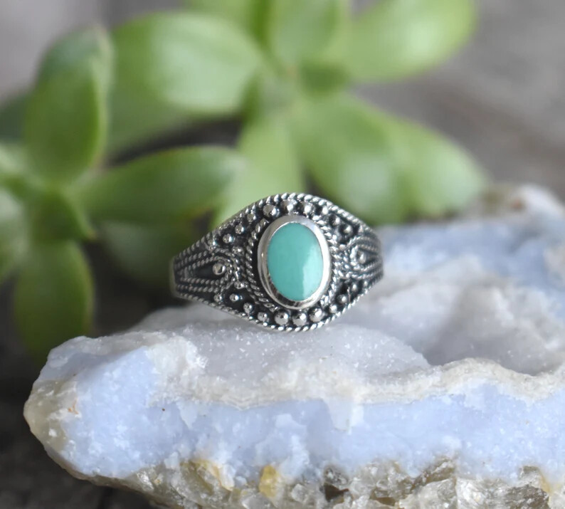 Turquoise 925 Sterling Silver Band & Statement Ring Handmade Ring Allsize-B-41