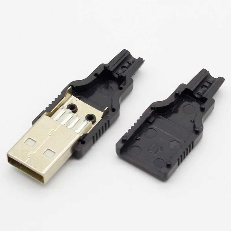 10pcs USB Male Connector Type-A Cable Replacement Plug with Black Plastic Cover