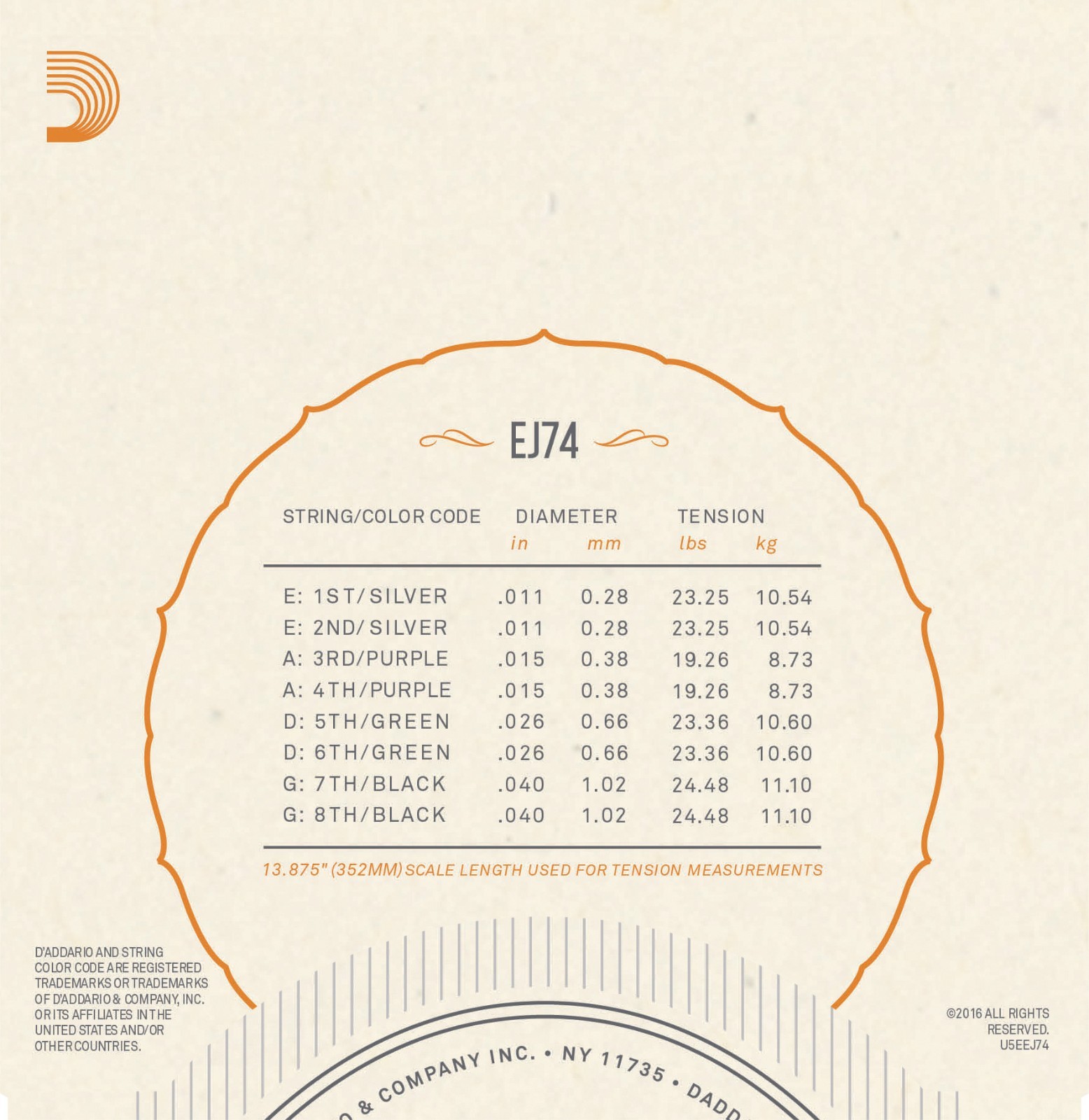 D'Addario EJ74 Mandolin Strings Phosphor Bronze Medium 11-40