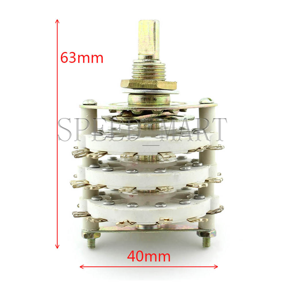 High-power Ceramic Rotary Switch 3 pole 11 position for change voice frequency