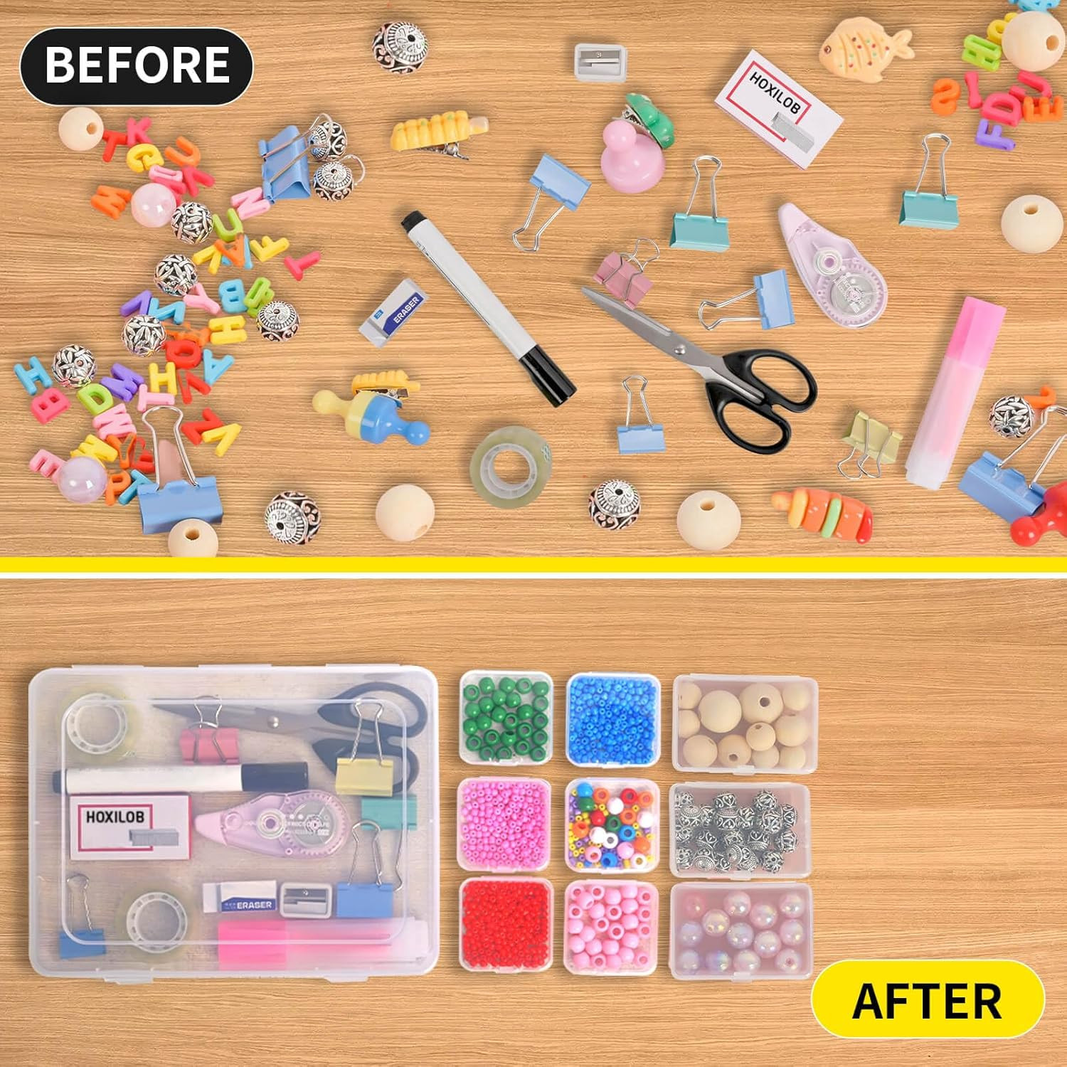 46Pcs Bead Organizer Set, Premium Small and Medium Clear Plastic Storage Boxes f
