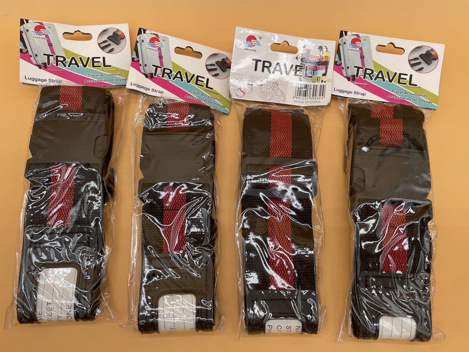 4 Of Lots Chenyang Bag Luggage  Strap Travel Accessories Red Black   Belt