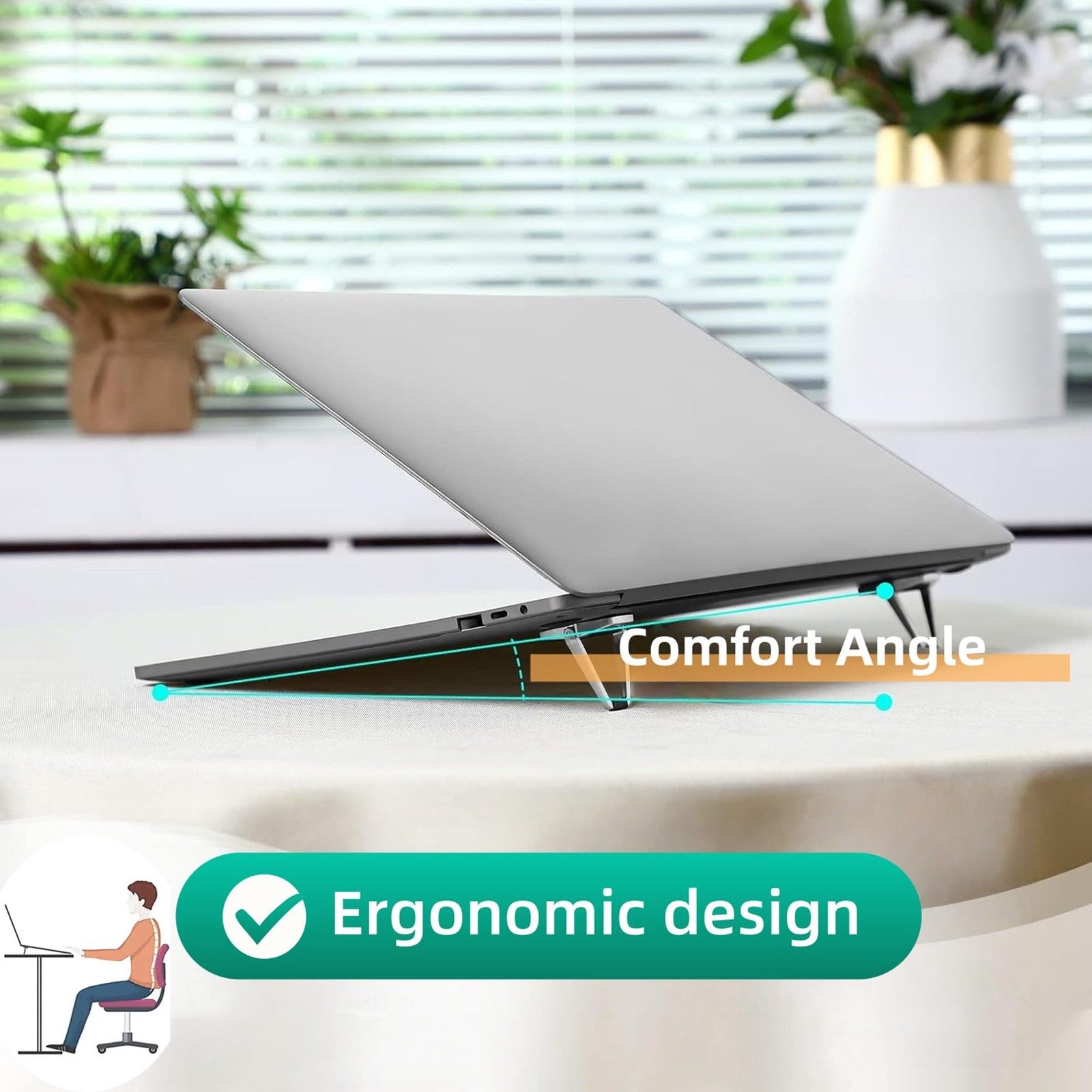 Foldable Laptop Stand Portable Invisible Cooling Riser Feet Legs Silver 2PCS