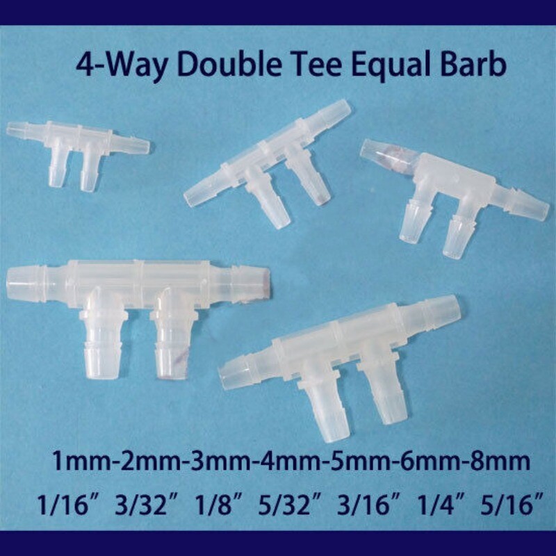 Plastic Hose Barb Fitting Tube Connector Adapter Junction 4-Way Port Double Tee
