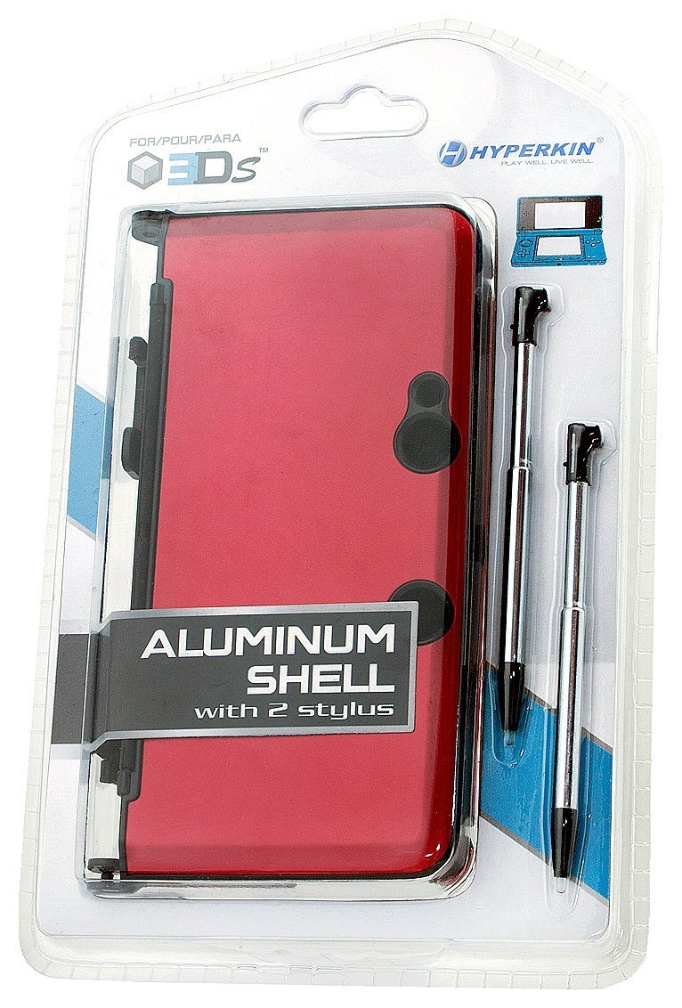NEW RED Aluminum case W/2 Retractable Stylus Pens for the OLD  Nintendo 3DS