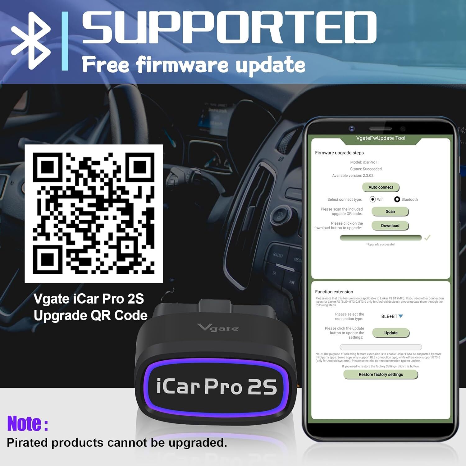 Vgate iCar Pro 2S Bluetooth 5.2 OBD2 Diagnostic Scan for iPhone,Android,Windows