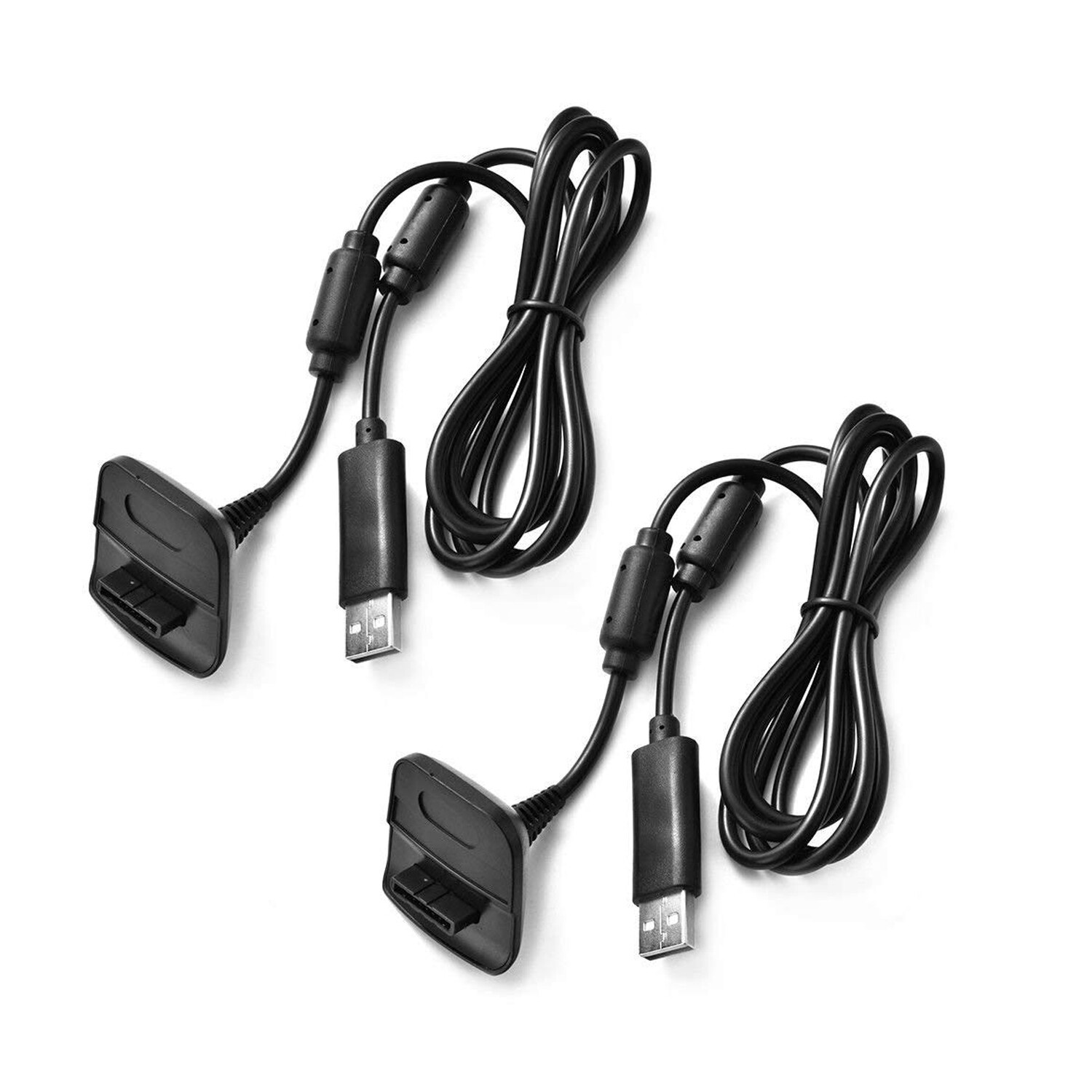 Black Wireless Controller USB Charging Cable Replacement Charger 2 For Xbox 360