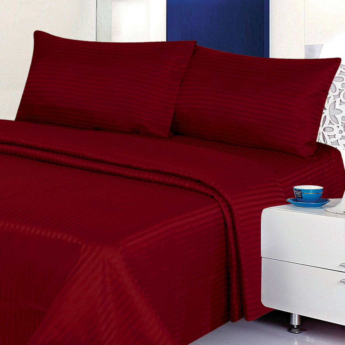 Luxurious 400 Thread Count Dobby Stripe Sheet Set 100% Cotton 9 Colors 4 Sizes