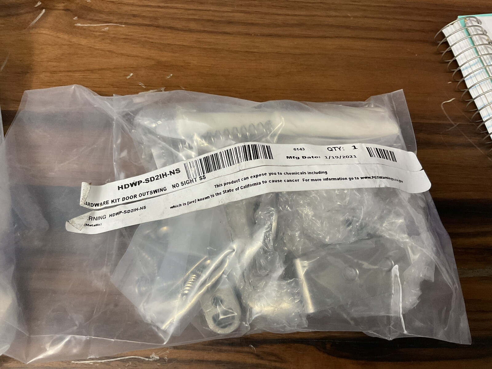 Bradley toilet patition steel door hardware kit, swing out HDWP-SD2IH-NS