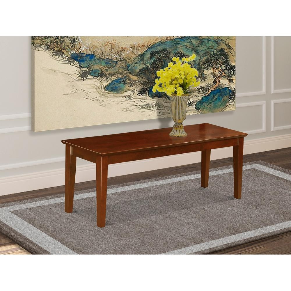 Capri bench with wood seat in Mahogany