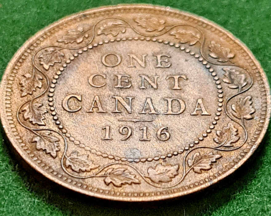 1916 Canadian one-cent coin, King George V