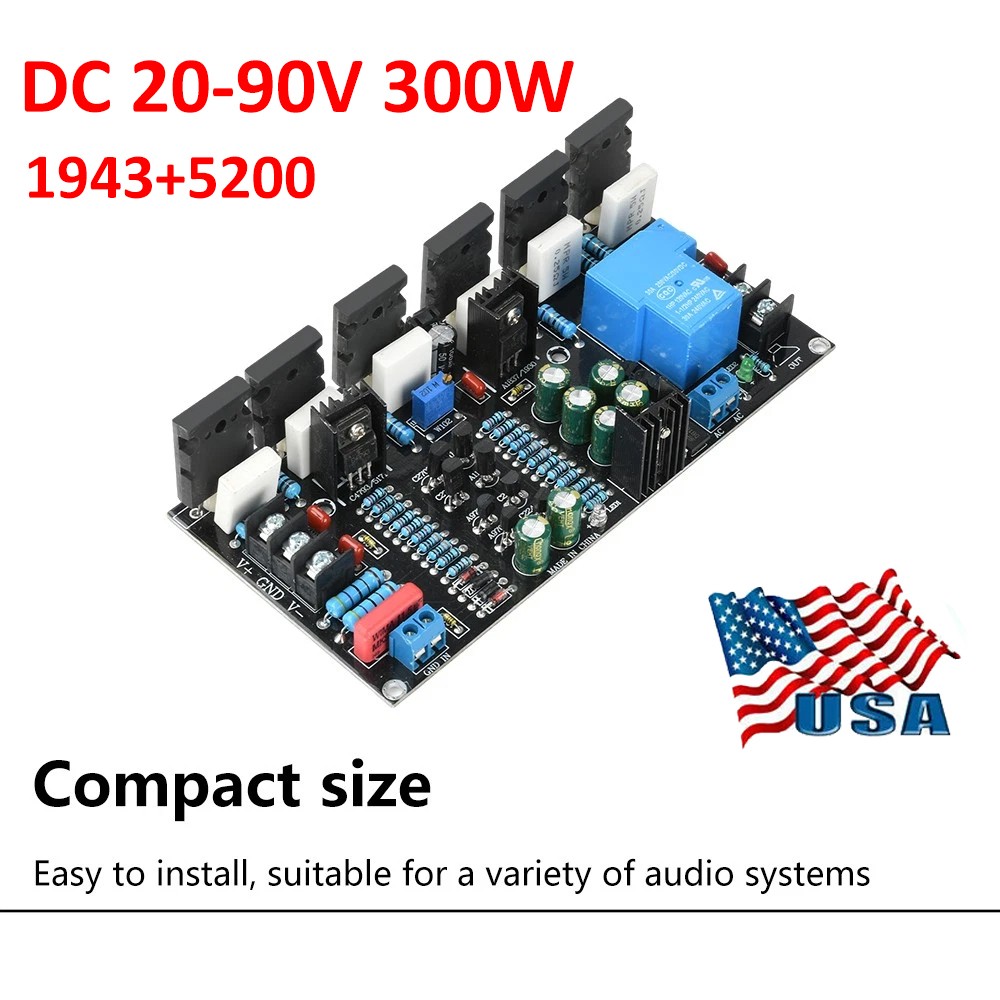 DC 20-90V 300w Mono Power Amplifier 1943+5200 HIFI Audio Amplifier Board