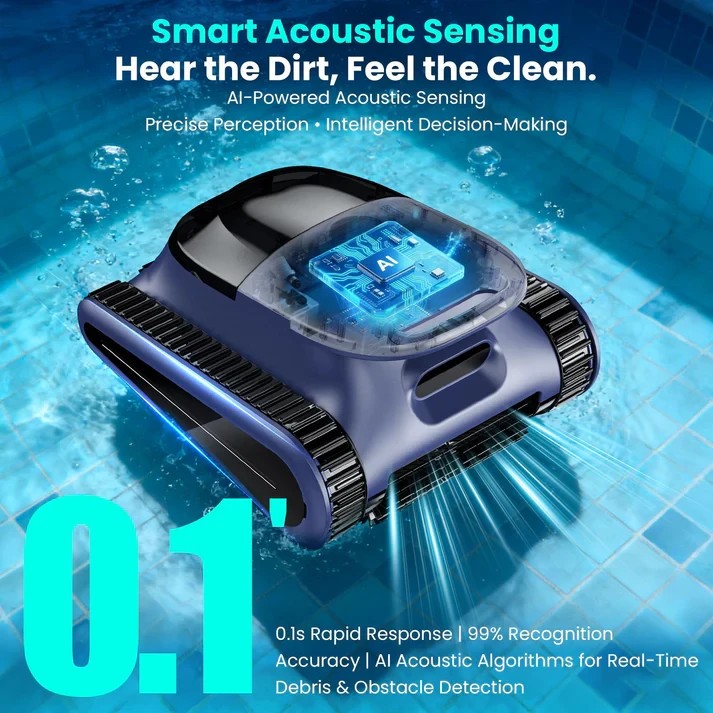 Seauto Cordless Robotic Pool Vacuum Cleaner Wall-Climbing Smart Wavepath Navigat