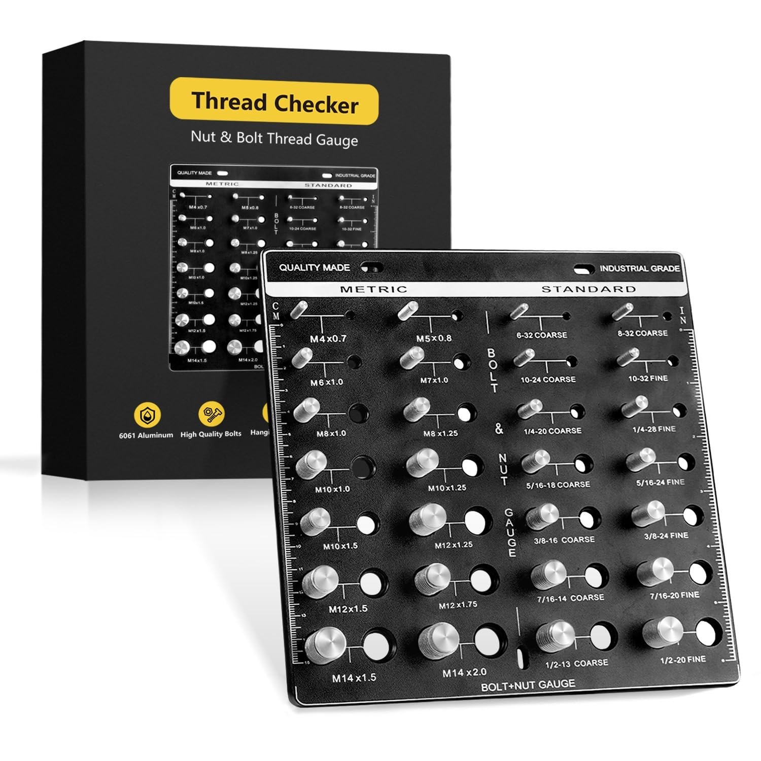 Thread Checker, Bolt Identifier Board, Bolt and Nut Thread Checker,14 Metric ...