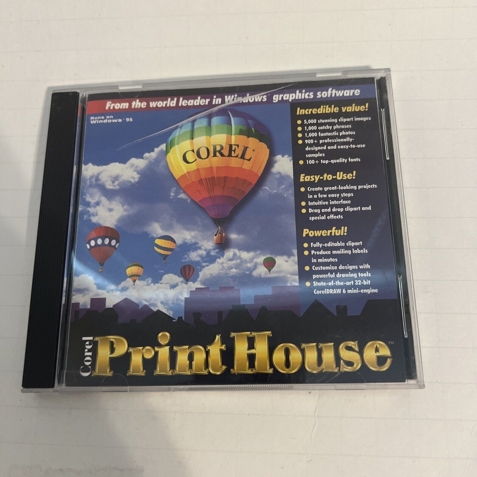 Corel Print House for Windows CD Runs on Windows 95 and IBM PC 486 DX Clipart