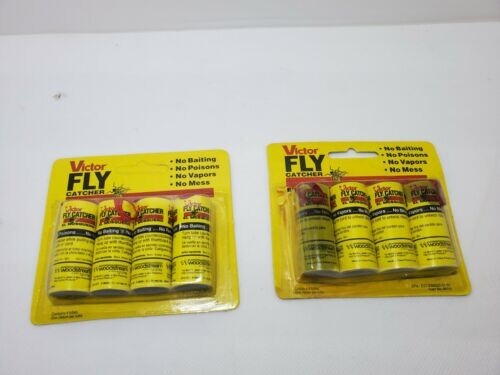 New Victor Fly Insect Catcher Trap Sticky  Ribbons  Catcher  8PK  Factory Sealed