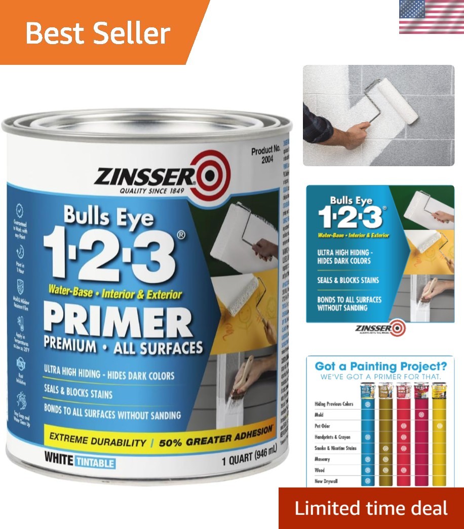 Versatile Water-Based Primer & Sealer - Bulls Eye 1-2-3, Stain Blocking, White