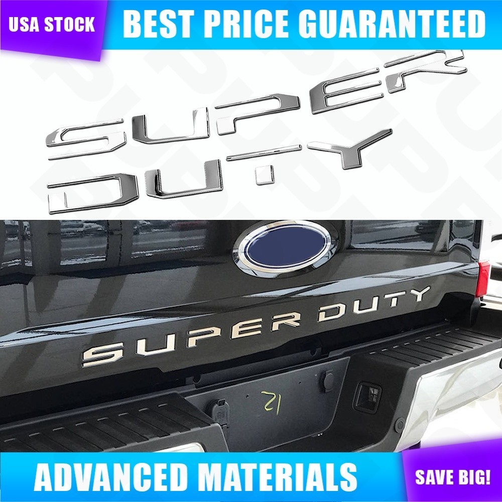 3D Raised Super Duty Tailgate Insert Letter Fit For 2017-2019 F-250/F-350 Chrome