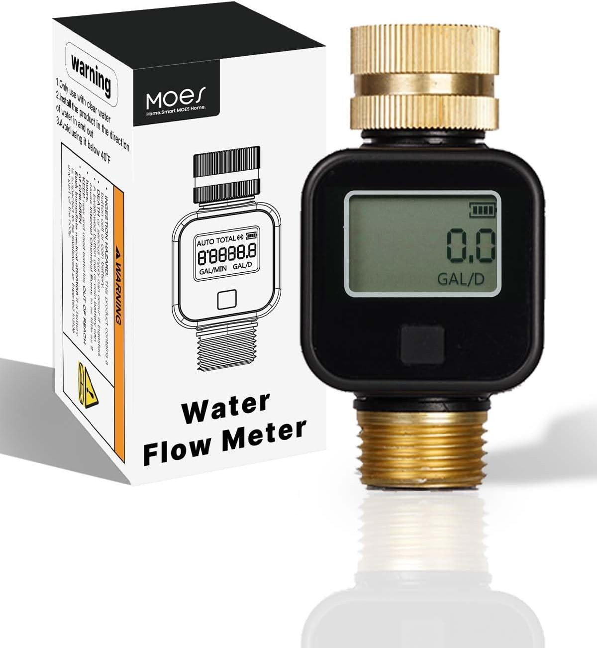 Water Flow Meter Brass Inlet Garden Hose LCD Gallon Liter Consumption Meter