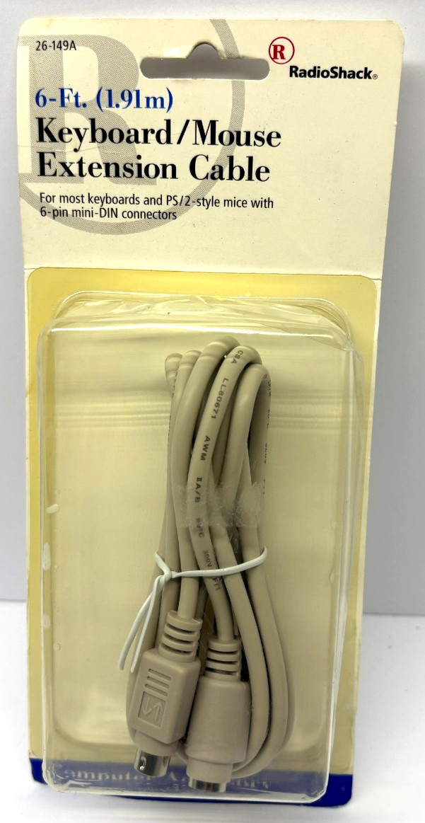 6ft Radio Shack Keyboard/Mouse Extension Cable Cord 26-149A