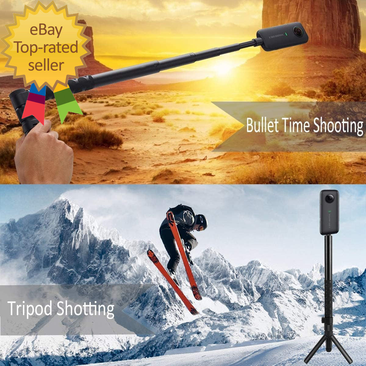 Handheld Camera Selfie Stick and Tripod for Insta360 Bullet Time Bundle, Protect