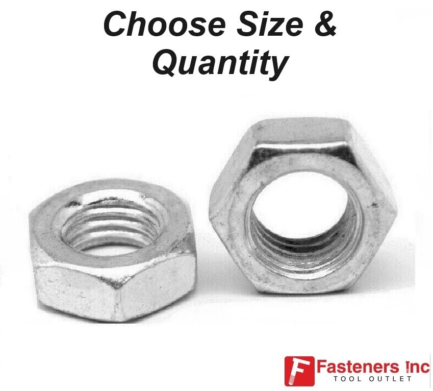 Hex Jam (Thin) Nuts Zinc Plated Low Carbon Grade 2 (Choose Size & Quantity)