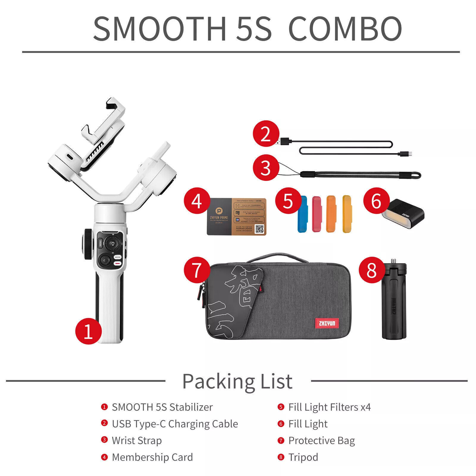 ZHIYUN Smooth 5S Combo 3- Axis Handheld Gimbal Stabilizer for Android Smartphone