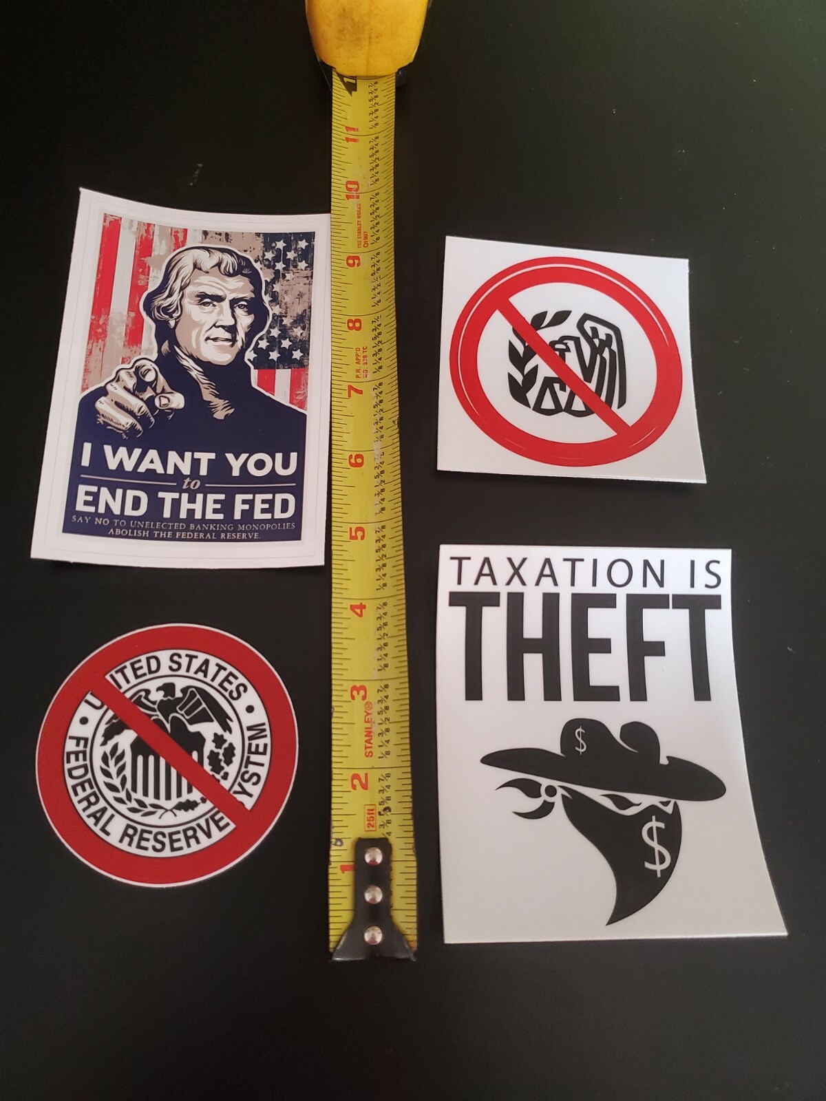 Taxation Is Theft Political Stickers 4 PACK LOT HOLOGRAPHIC Anti IRS