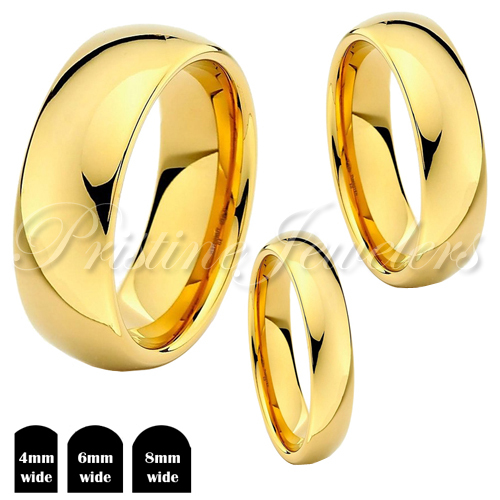 Tungsten Carbide 18k Gold IP Dome Polish Engagement Wedding Band Mens Women Ring
