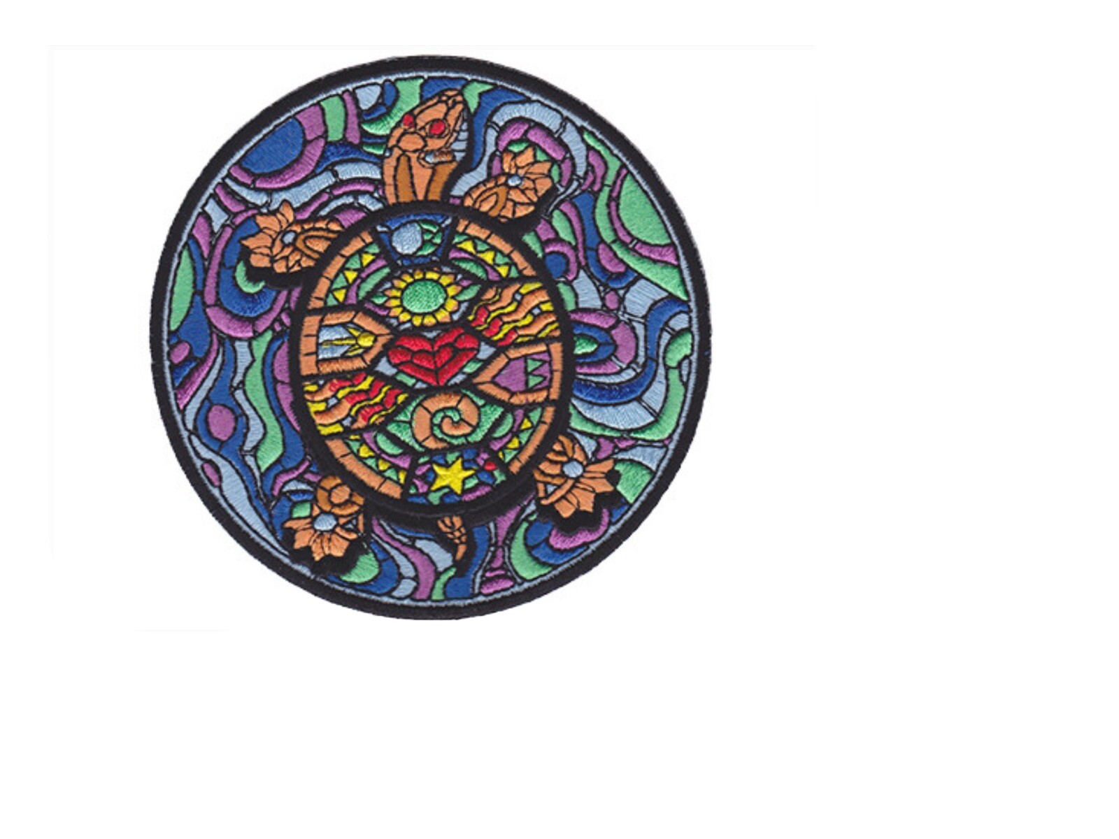 PATCH 4” NEW STAINED GLASS STYLE BIG HEART TURTLE SUNFLOWER STAR IRON OR SEW ON