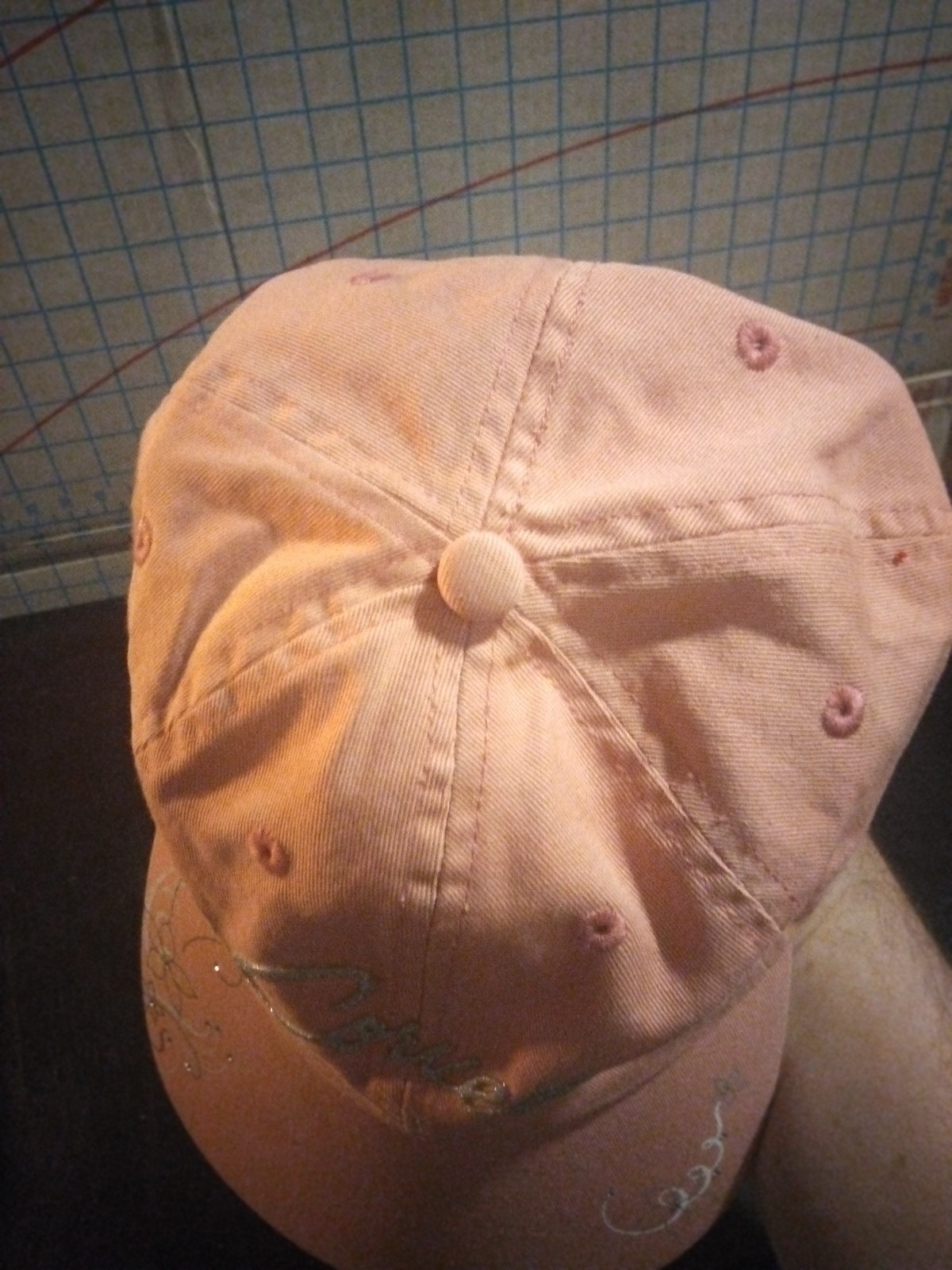 Women's Embroidered Hat with Metallic Corvette Script Pink