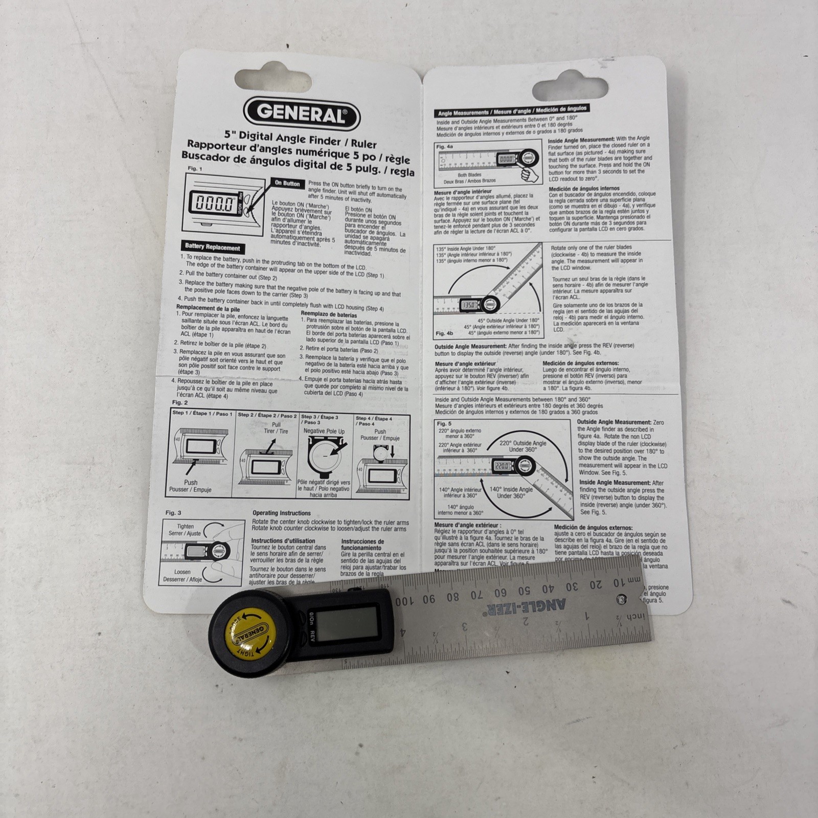 General Tools 822 Digital Angle Finder, 5" Size