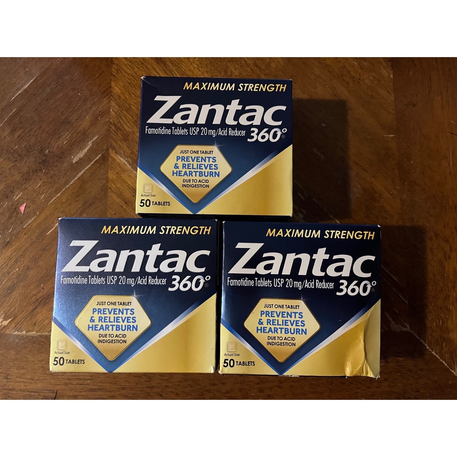 Lot of 3 Zantac 360 Maximum Strength Famotidine Tablets 20mg Acid Reducer 150ct