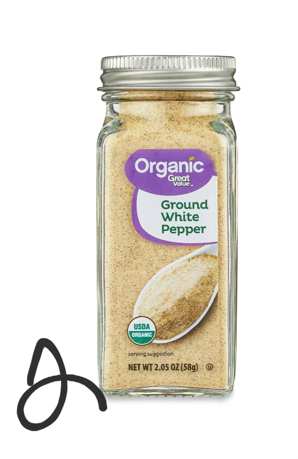 Great Value Organic Ground White Pepper, 2.05 oz Set Of 2 Expires 5/27