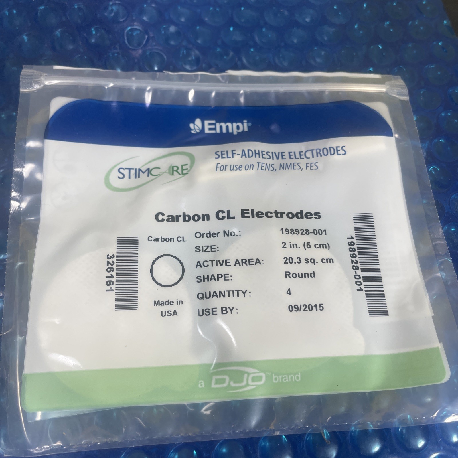 Empi StimCare CARBON  Electrodes 2" Round 4 Pack TENS 198928-001 2014