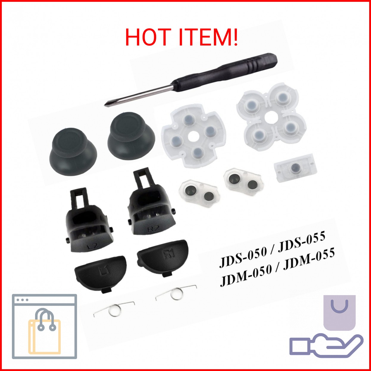 Replacement Controller L1 R1 L2 R2 Trigger Buttons with Rubber Pad for PS4 Contr