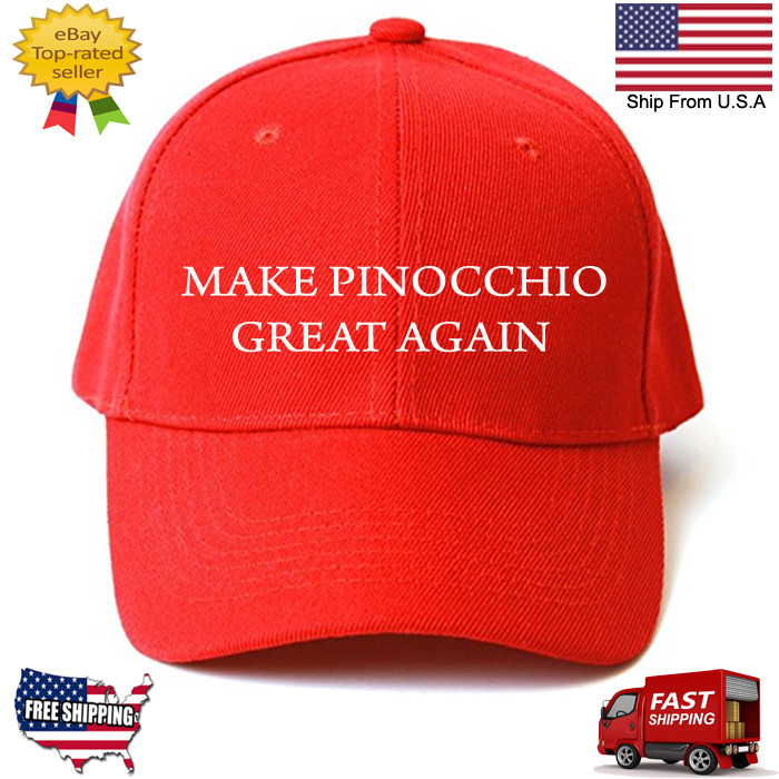 MAKE PINOCCHIO GREAT AGAIN HAT Trump Inspired PARODY FUNNY EMBROIDERED
