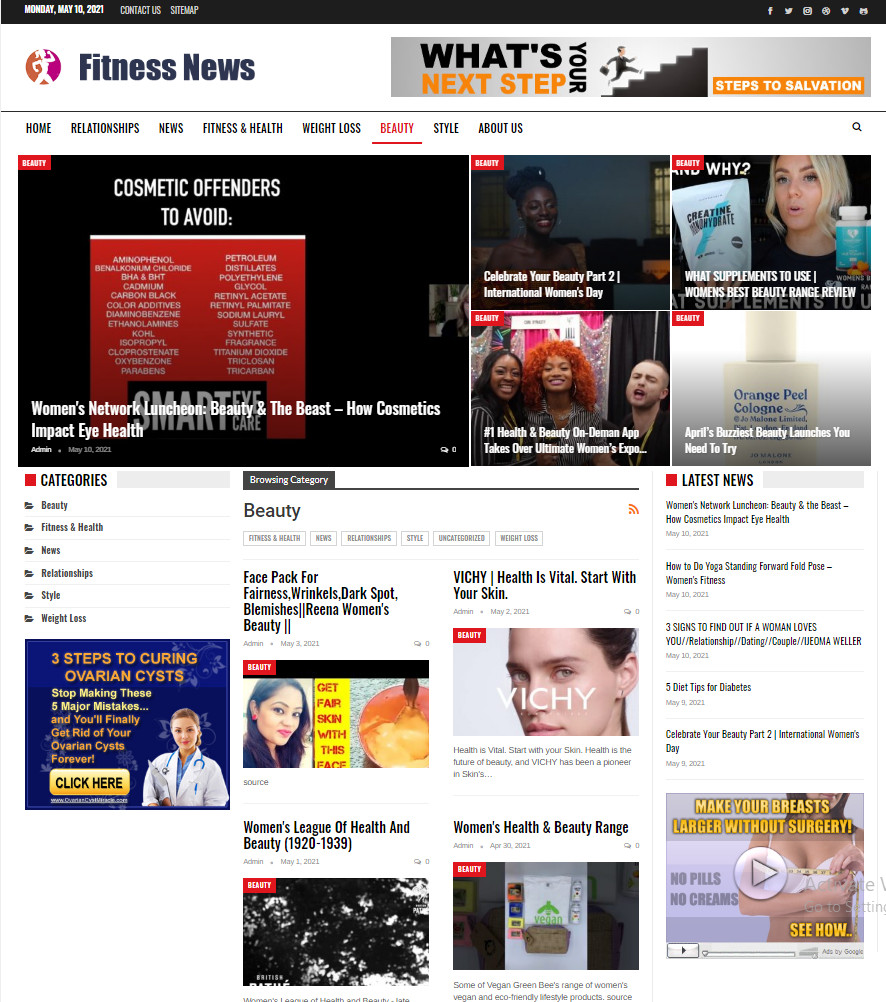 Self Updated Health / fitness / News website Free hosting / Installation