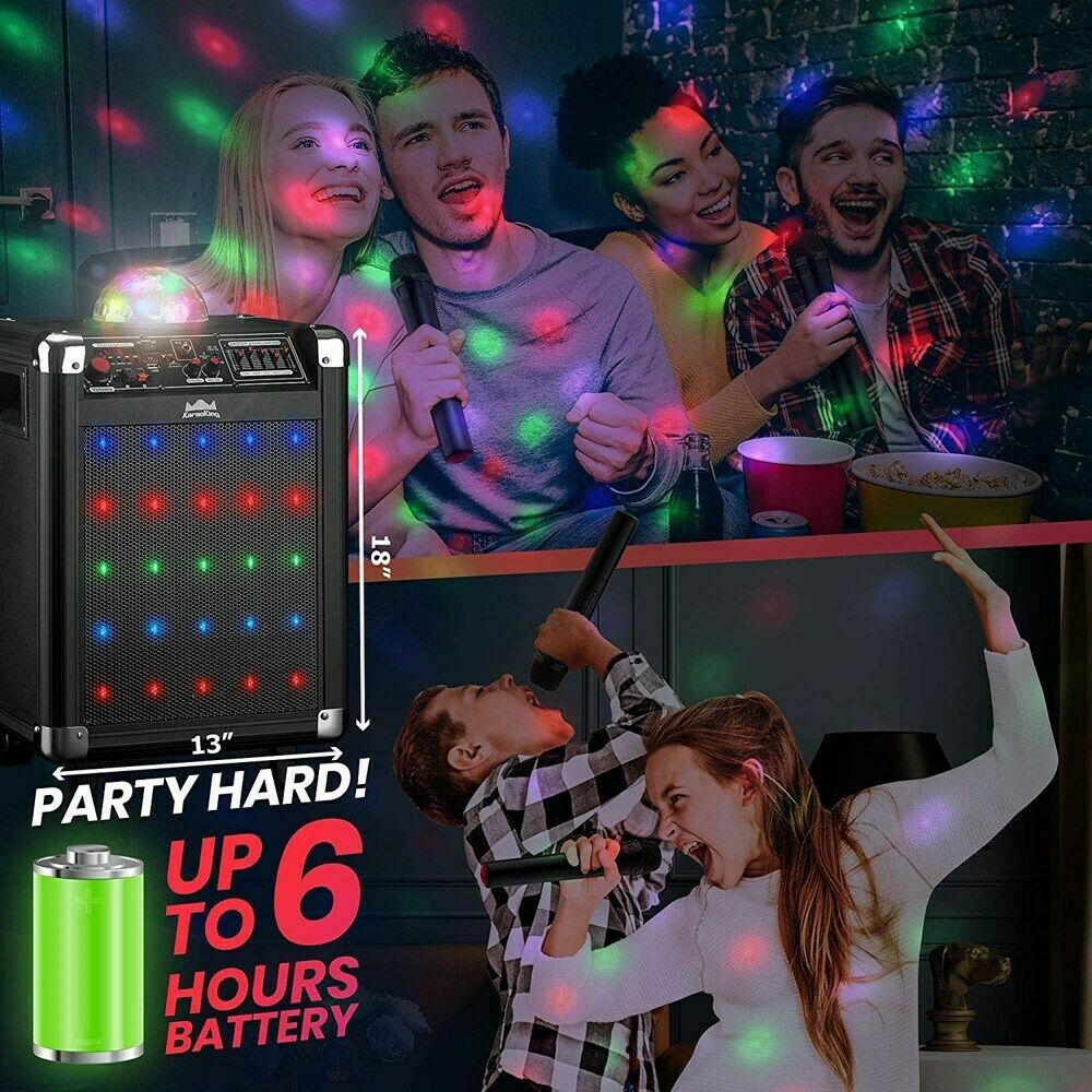 Wireless Karaoke Machine Microphone Speaker Disco Ball Bluetooth Singing System