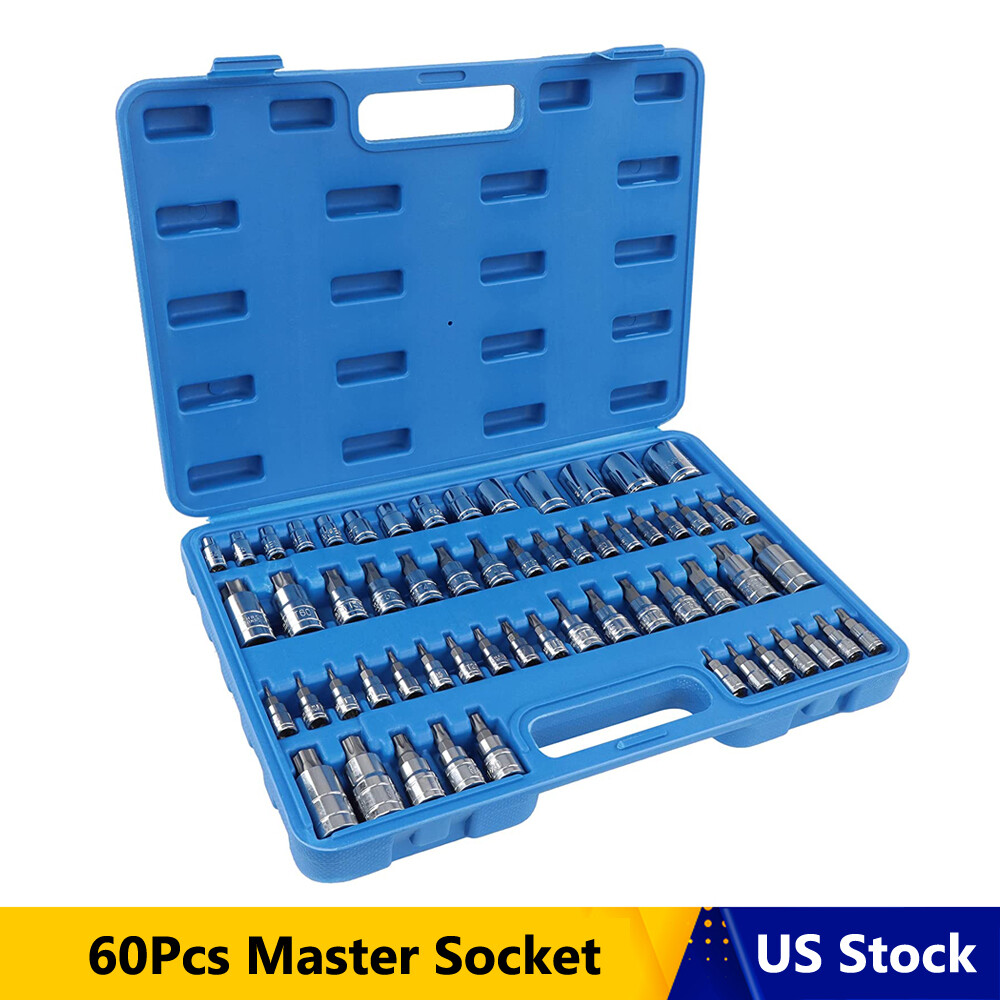 60Pcs Master Torx Bit Socket External Torx Socket Set | S2 and Cr-V Steel