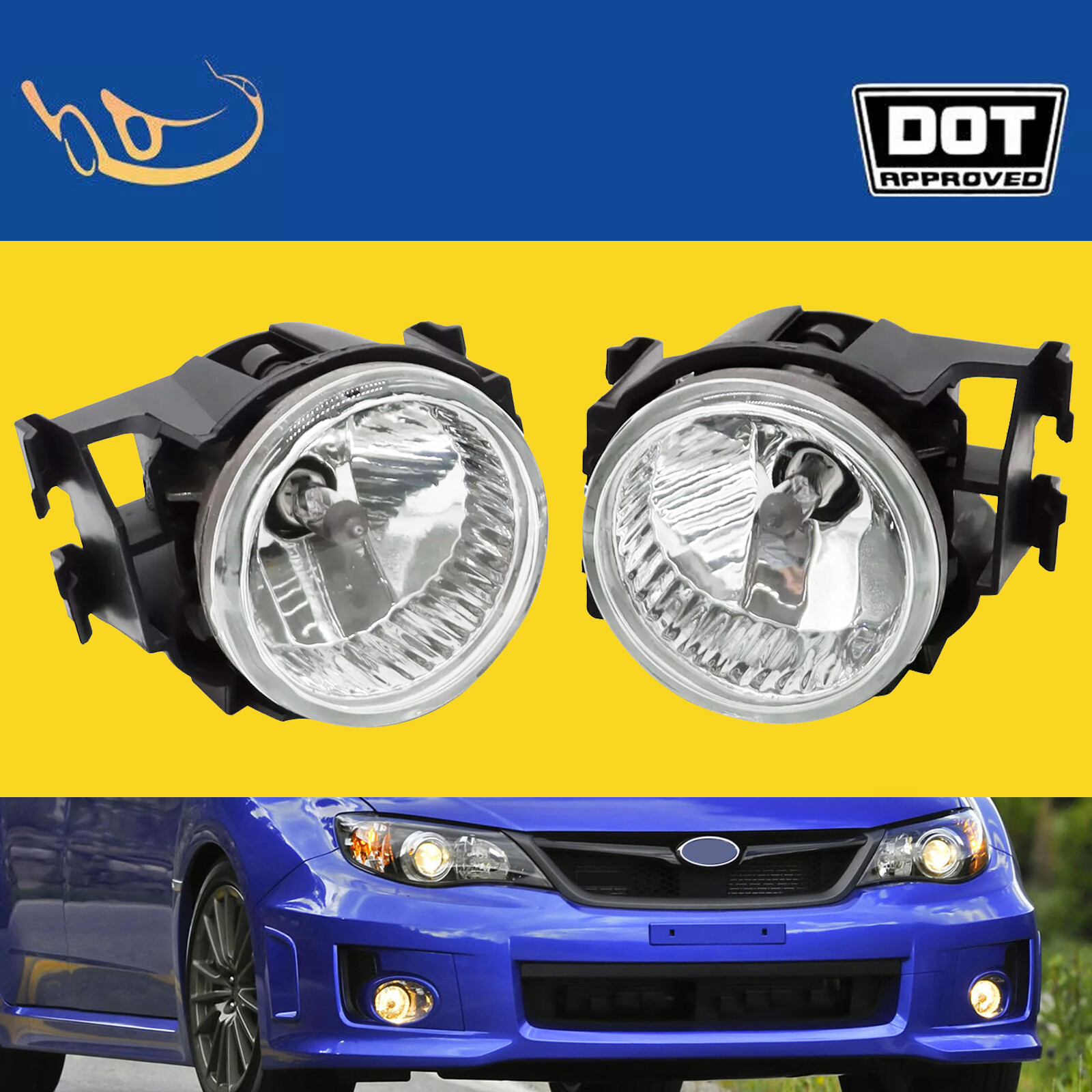 For 2008-2014 Subaru WRX STI Impreza Legacy Front Fog Lights Lamps W/ Bulbs Pair
