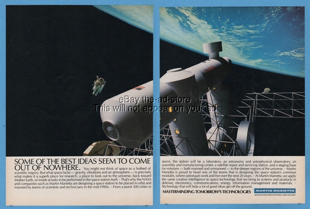 1987 ISS International Space Station Astronauts NASA Martin Marietta Bethseda Ad
