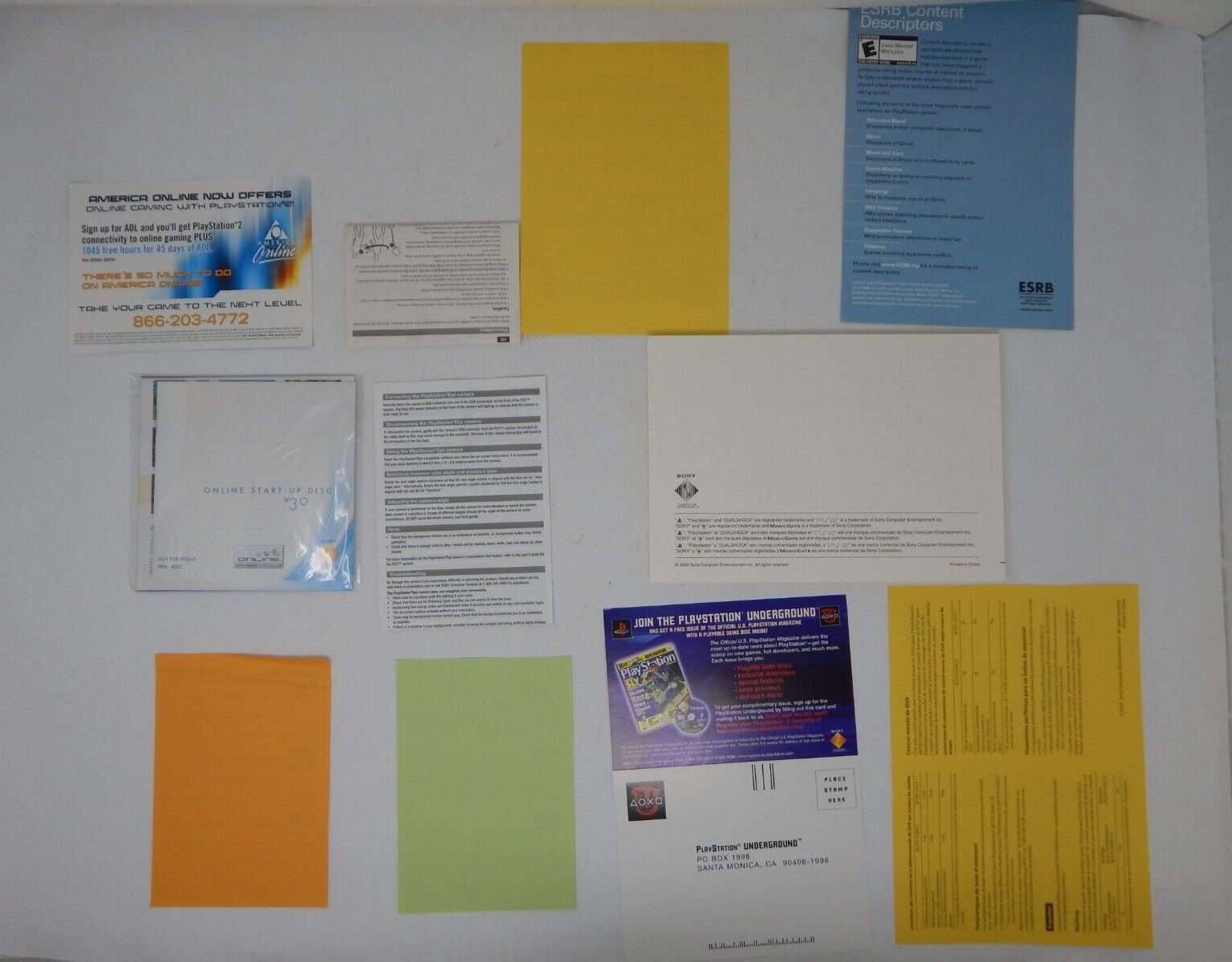 Sony Playstation 2 SCPH-70011 Instruction Manual and Papers