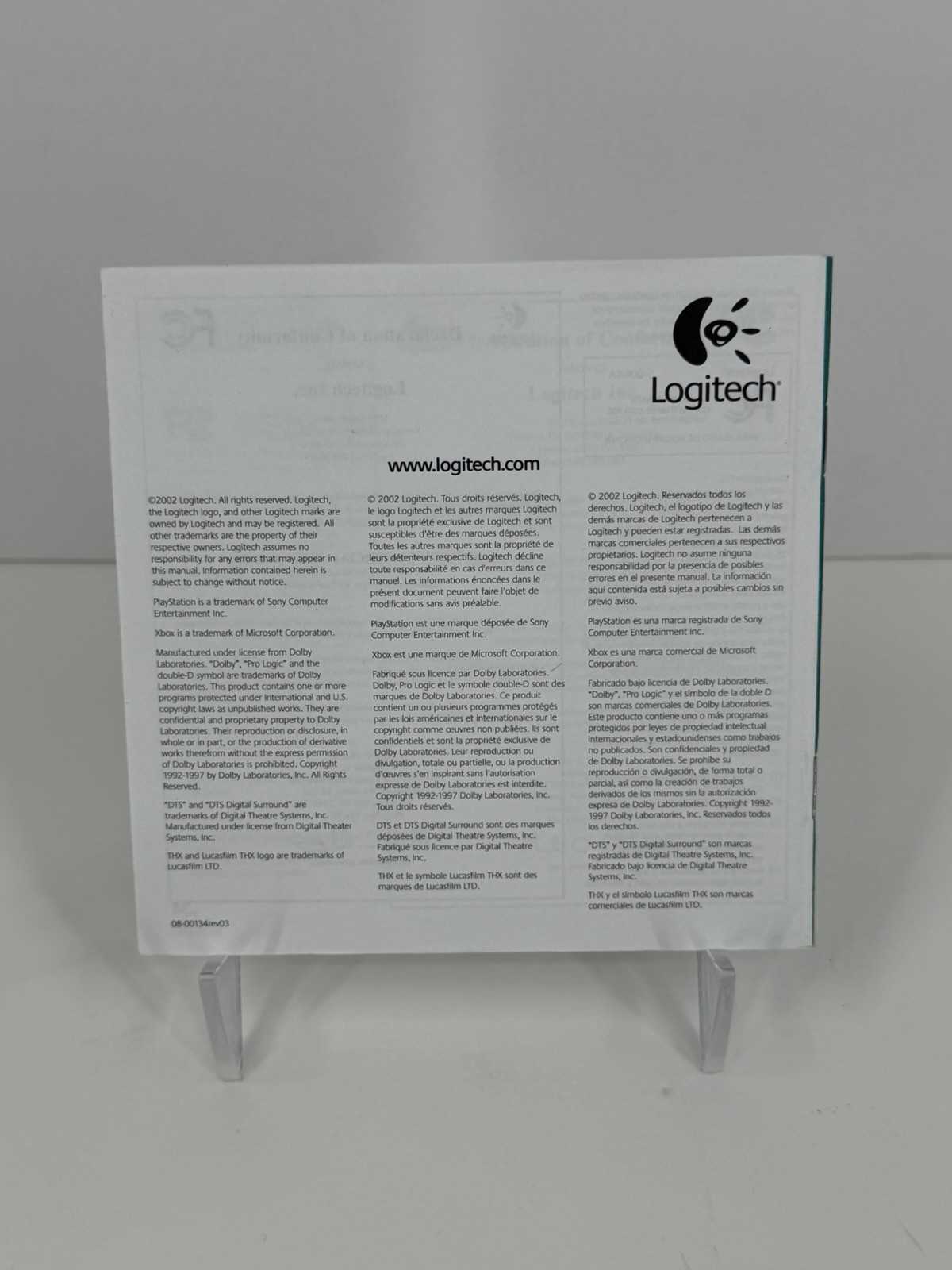 Logitech Z- 680 Setup Guide MANUAL Instructions Booklet