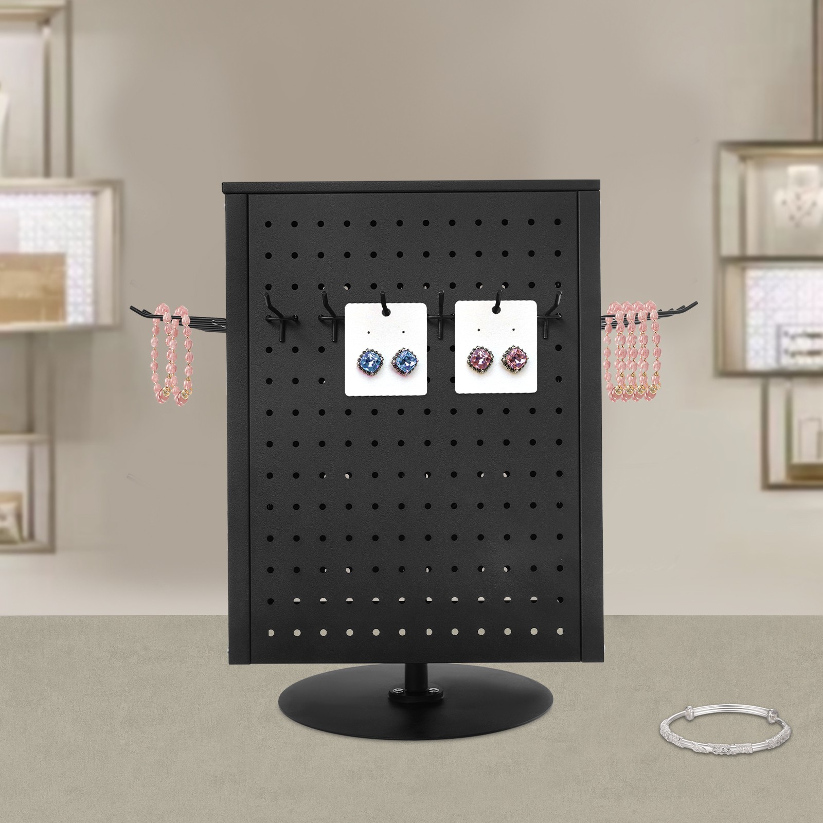 Pegboard Rotating Display Stand 4 Sided Spinning Peg Board Display Peg Board