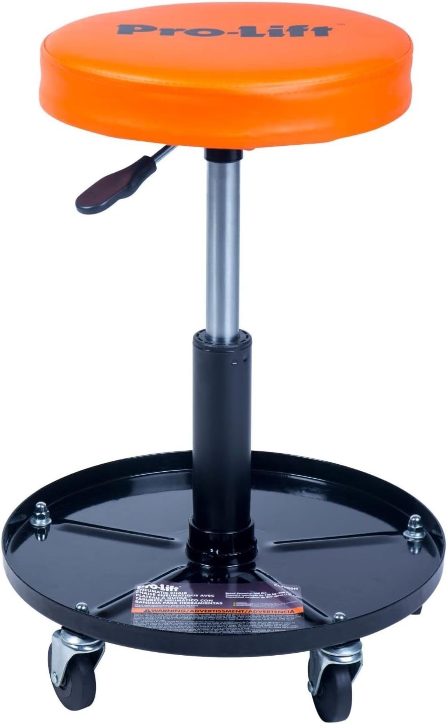 Heavy-Duty Pneumatic Workshop Chair - 300 lbs Capacity with Built-in Tool Tray
