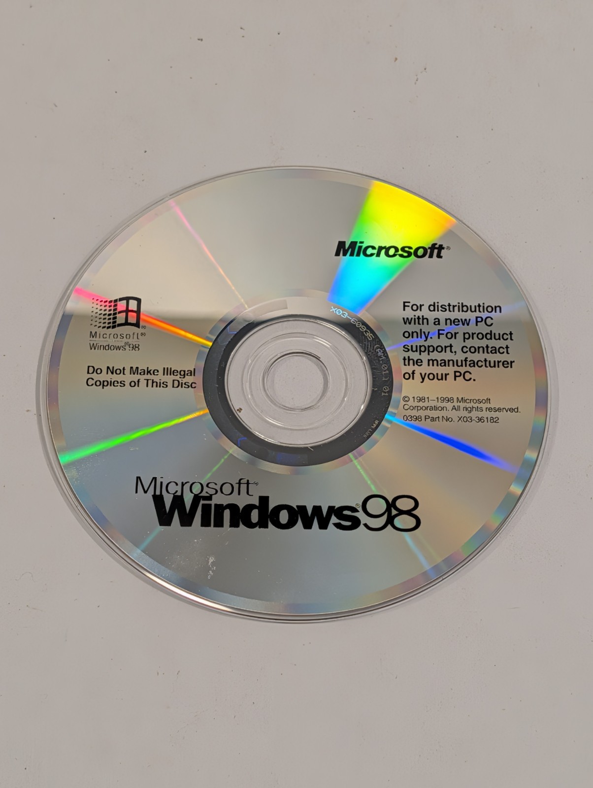Microsoft Windows 98 CD | No Product Key, Disc Only