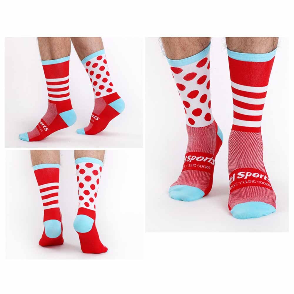 Pro Men Women Cycling Ankle Socks Road Riding Bicycle Stripe Sports Socks Red XC